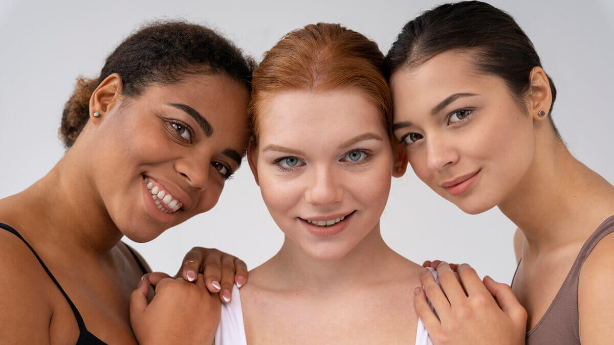 Women celebrating all skin tones